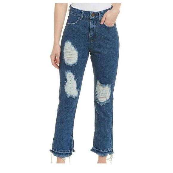 Show Me Your Mumu Brooklyn High Rise Distressed Jeans AnkleSplit Raw Hem Size 29 - Picture 2 of 12